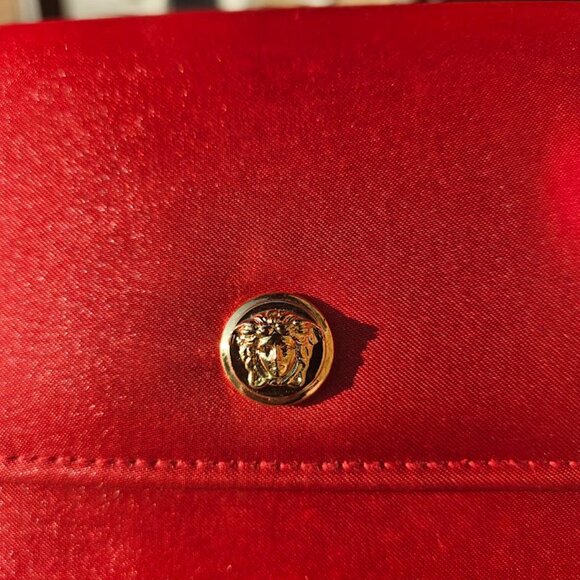 Versace Profumi Box Bag Red Satin Gold medallion snap closure 5" x 3"x4" Clean - Picture 11 of 11